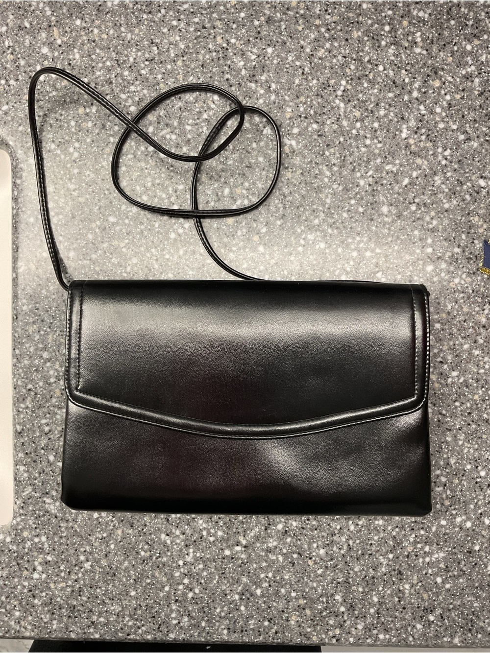 Sleek Black Leather-Look Crossbody Clutch
